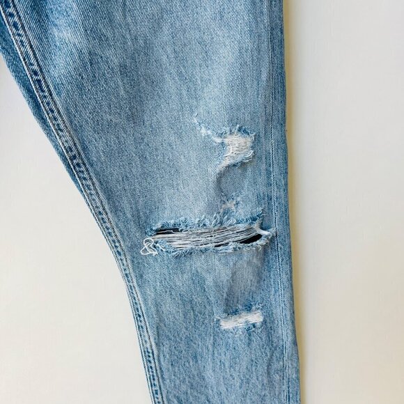 Agolde Distressed knees ankle high rise slim legs jeans, blue, Size 25 M50 - Picture 8 of 13
